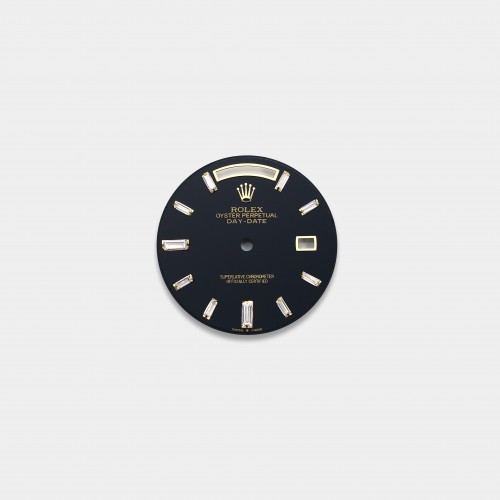 롤렉스 데이데이트 40mm 커스텀다이얼 오닉스(Onyx) 다이얼 옐로골드용 바게뜨 다이아 인덱스
