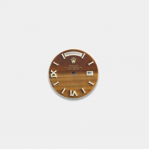 롤렉스 데이데이트 36mm 커스텀다이얼 호안석(Tiger Eye) 다이얼 옐로골드용 로만 다이아 인덱스