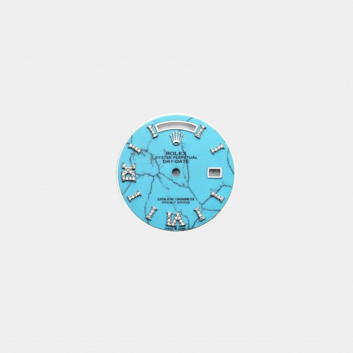 롤렉스 데이데이트 36mm 커스텀다이얼 터키석 터쿼이즈(turquoise) 화이트골드용 로만 다이아 인덱스