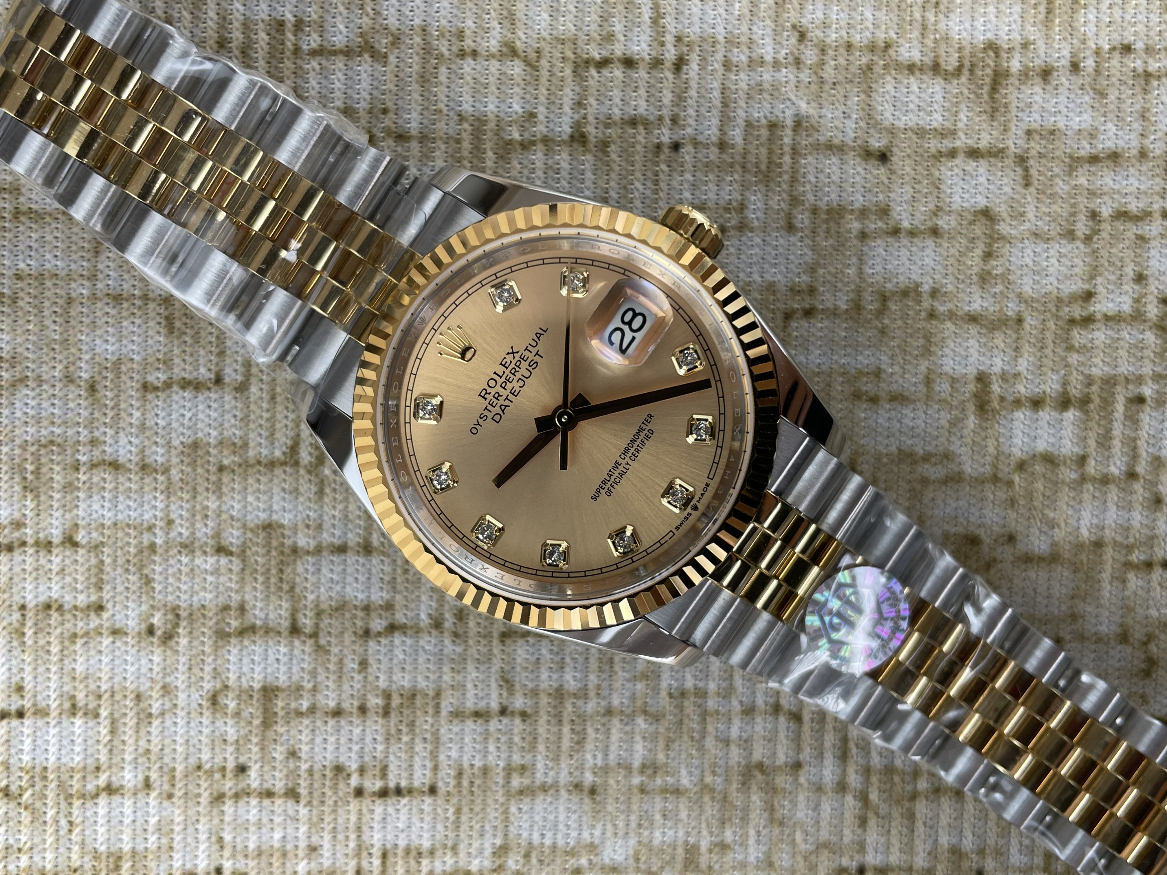 QP공장 롤렉스 데이저스트 36미리 최신형 옐로우 골드 콤비 샴페인 골드 텐포인트