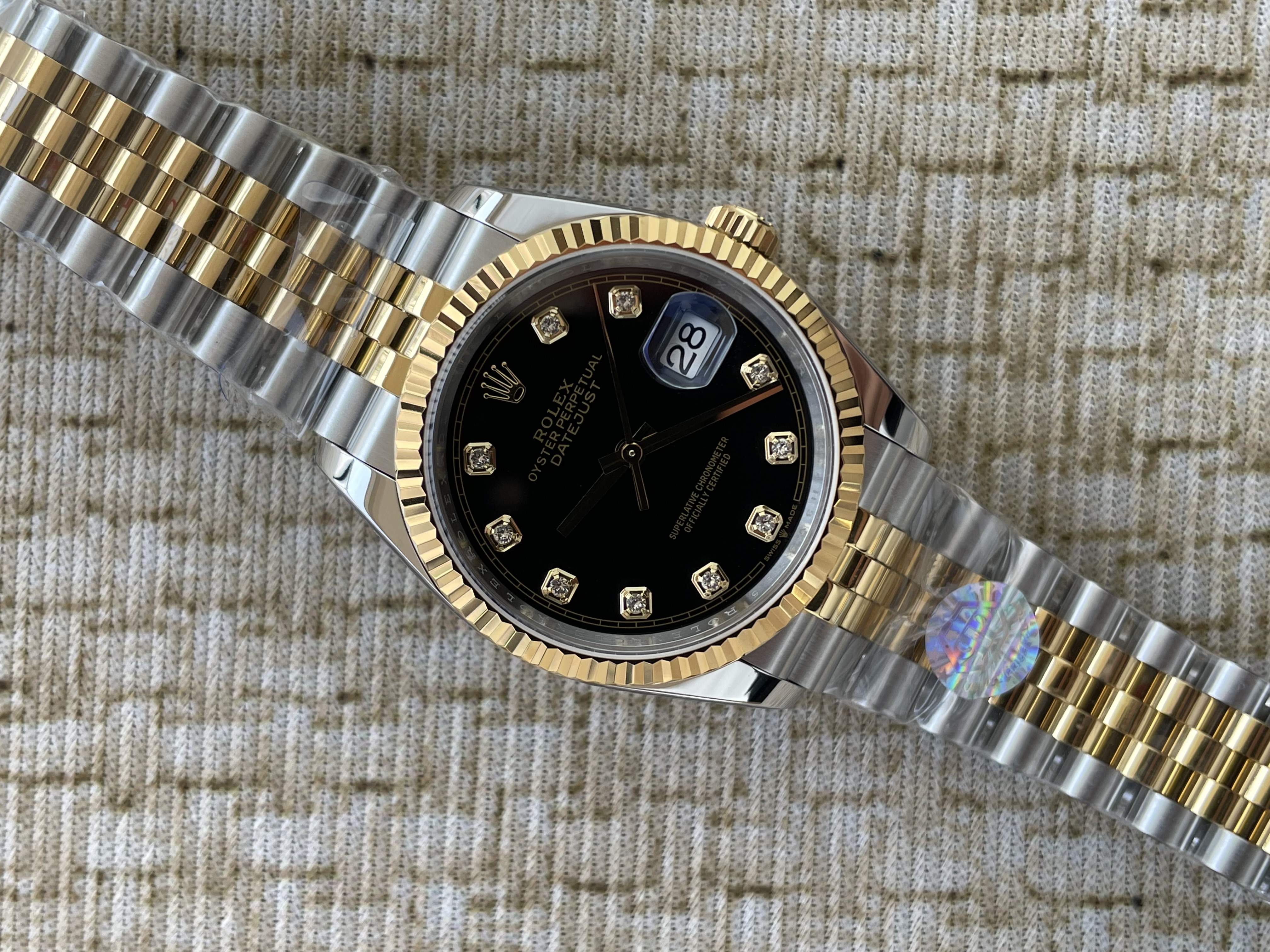 QP공장 롤렉스 데이저스트 36미리 최신형 옐로우 골드 콤비 블랙 텐포인트