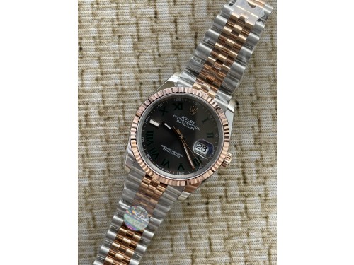 QP공장 롤렉스 데이저스트 36미리 최신형 로즈골드 콤비 그레이 윔블던