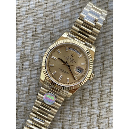 QP공장 롤렉스 데이데이트40 옐로우골드 텅스텐 골드바게트다이얼 스틸브레이슬릿 208~211g로
