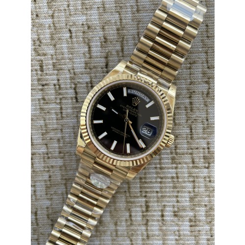 QP공장 롤렉스 데이데이트40 옐로우골드 텅스텐 블랙다이얼 스틸브레이슬릿 208~211g로