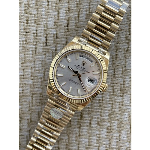 QP공장 롤렉스 데이데이트40 옐로우골드 텅스텐 실버다이얼 스틸브레이슬릿 208~211g로