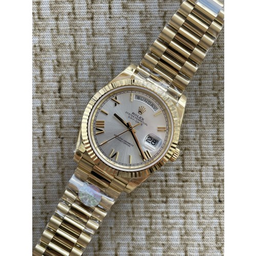 QP공장 롤렉스 데이데이트40 옐로우골드 텅스텐 실버로만다이얼 스틸브레이슬릿 208~211g로