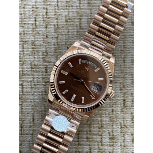 QP공장 롤렉스 데이데이트40 로즈골드 텅스텐 브라운바게트다이얼 