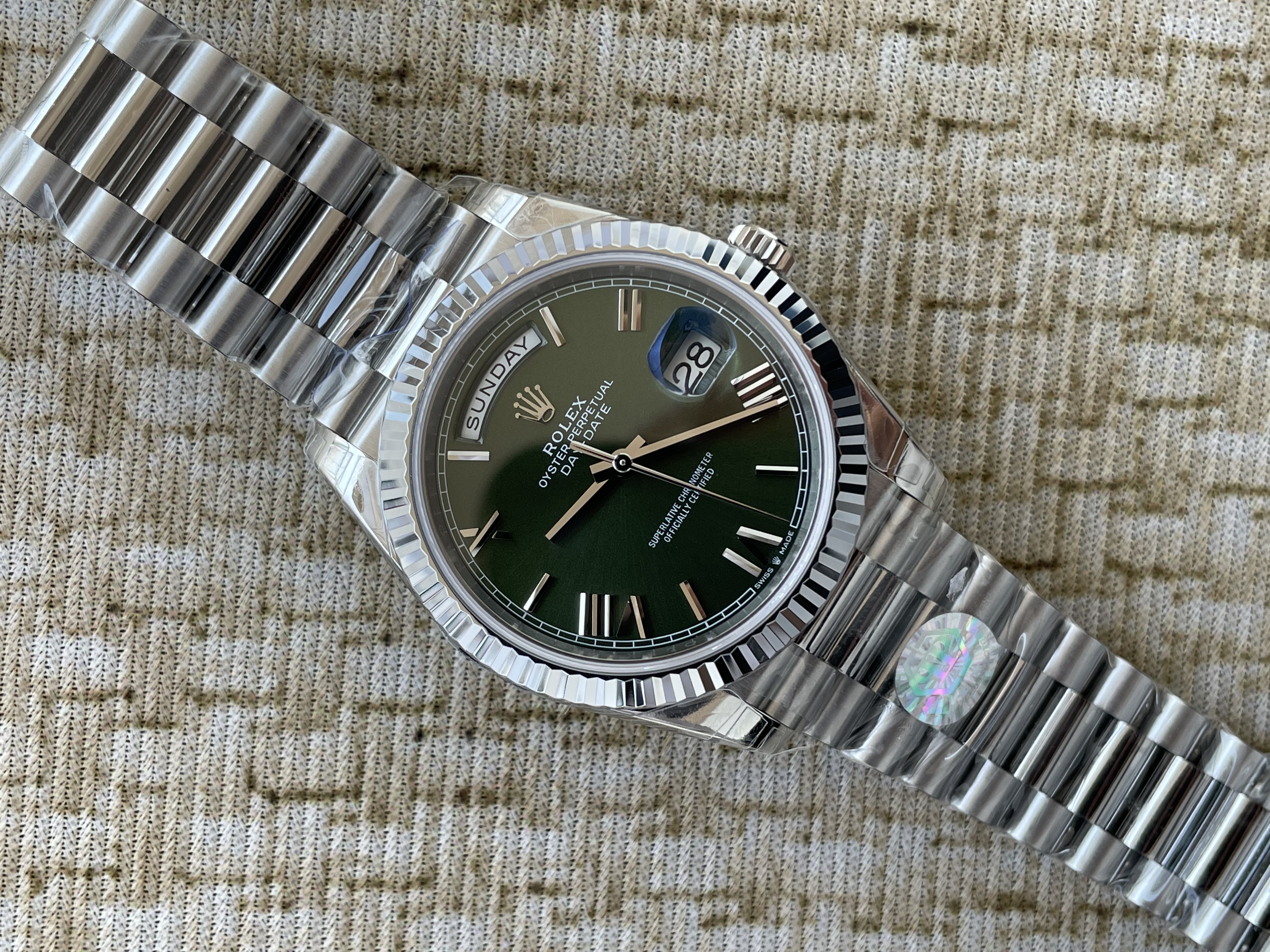 QP공장 롤렉스 데이데이트40 텅스텐 그린로만다이얼
