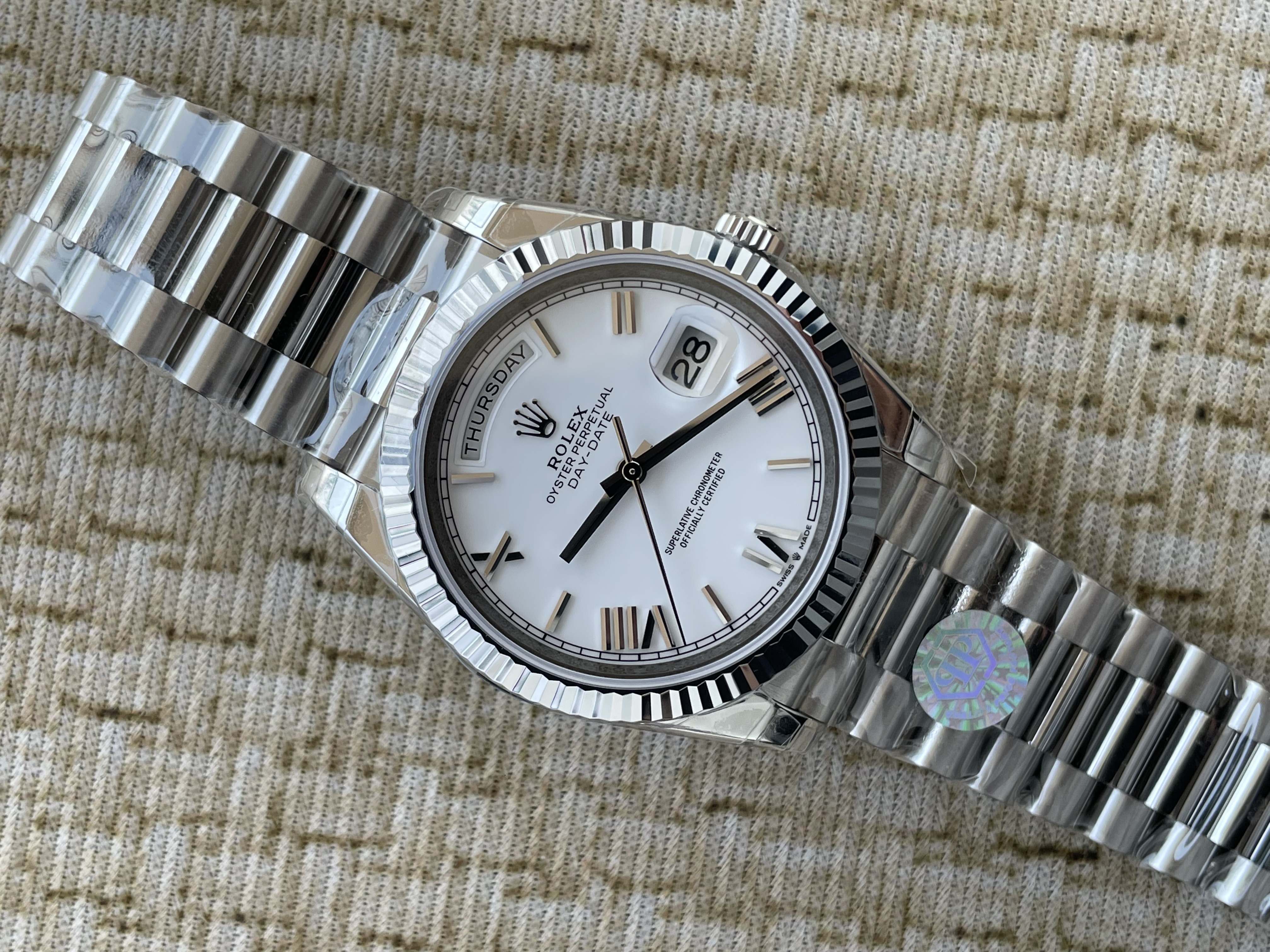 QP공장 롤렉스 데이데이트40 텅스텐 화이트로만다이얼