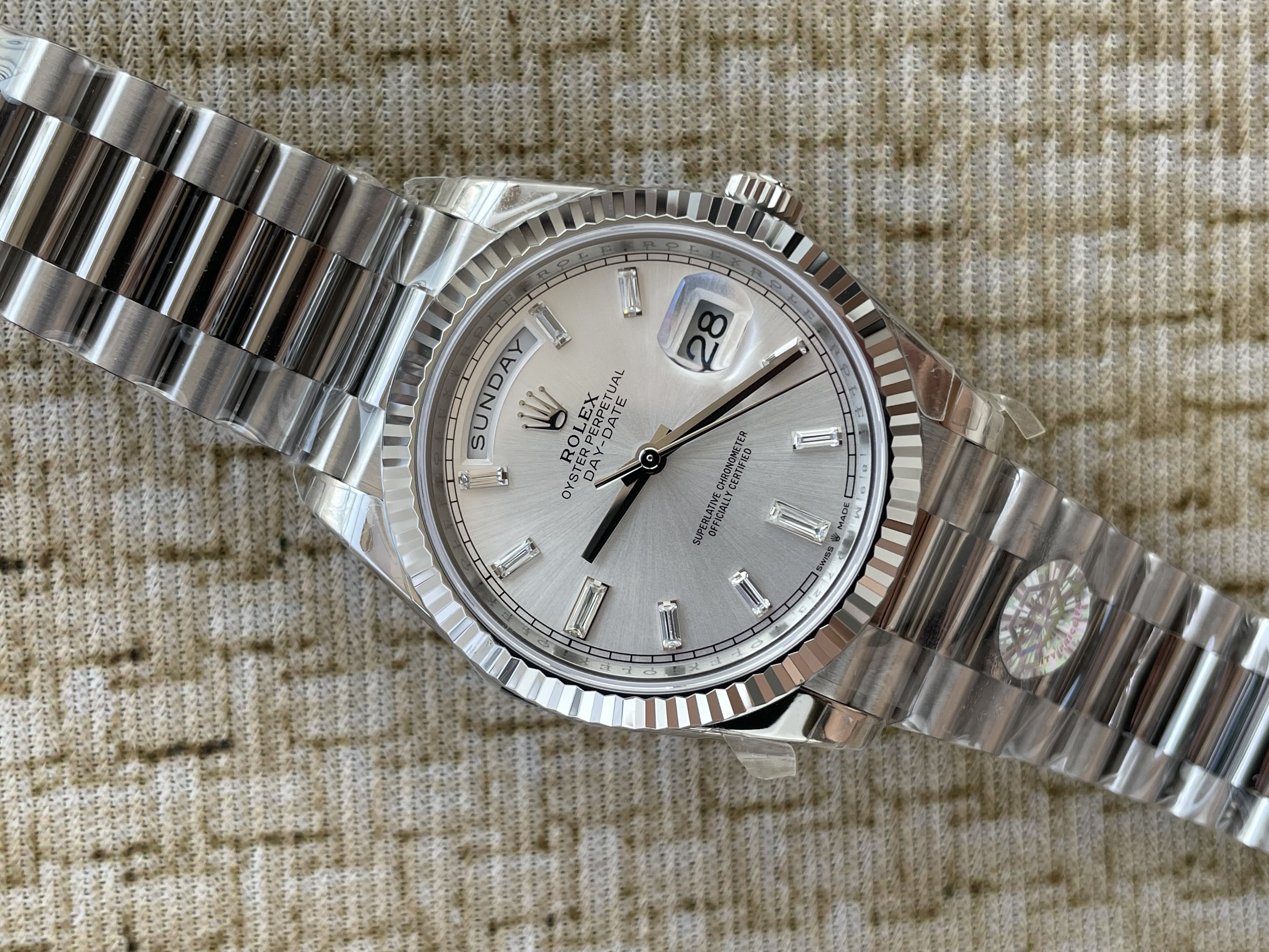 QP공장 롤렉스 데이데이트40 텅스텐 실버바게트다이얼